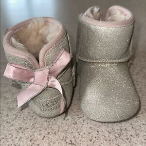 UGG Boots with Pink Bows and Gray Suede with Silver Sparkles size 2/3